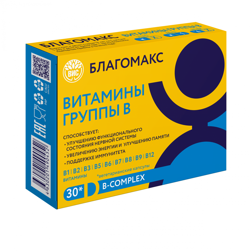 Благомакс Витамины группы B, капсулы, 30 шт.