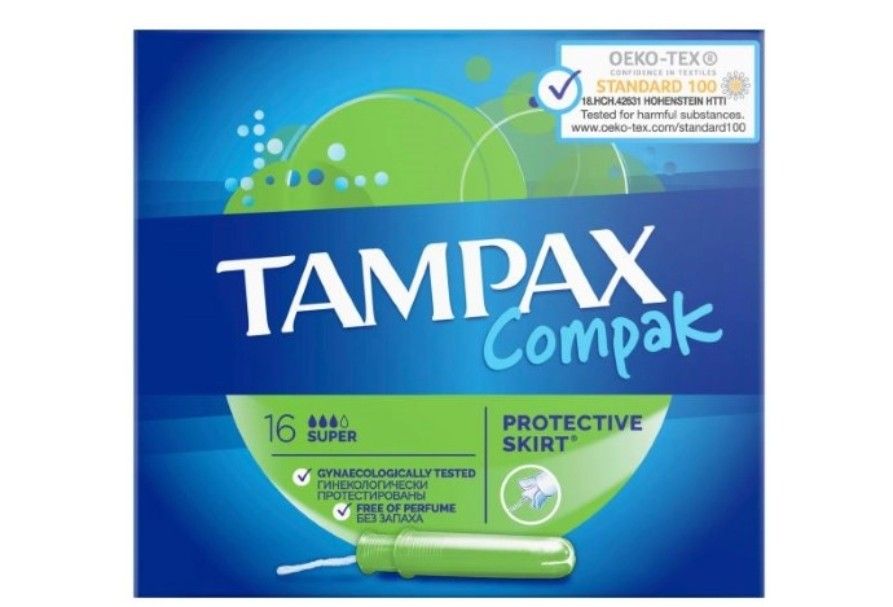 Tampax Compak super тампоны с аппликатором, тампоны женские гигиенические, 16 шт.