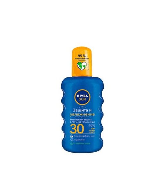 фото упаковки Nivea Sun Защита и увлажнение водостойкий спрей SPF30