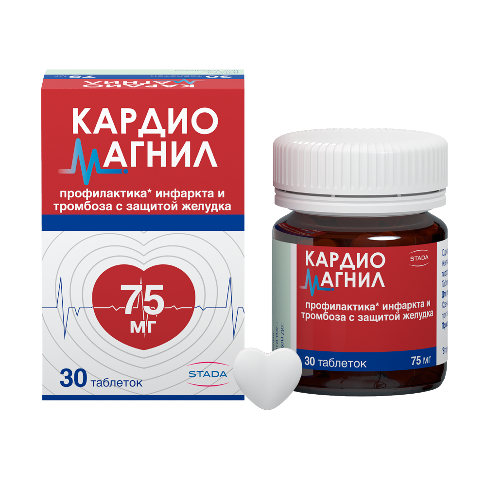 фото упаковки Кардиомагнил, 75 мг+15,2 мг, таблетки, покрытые пленочной оболочкой, 30 шт. фото упаковки Кардиомагнил