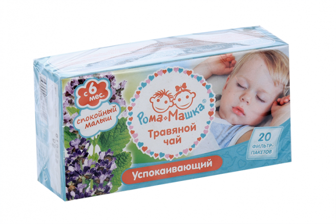 фото упаковки Рома+Машка Чай травяной Успокаивающий Спокойный малыш