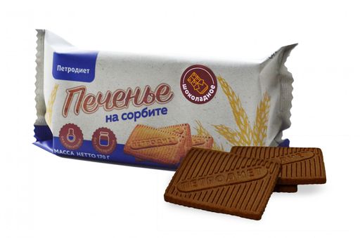 Петродиет Печенье на сорбите, печенье, шоколадное, 170 г, 1 шт.