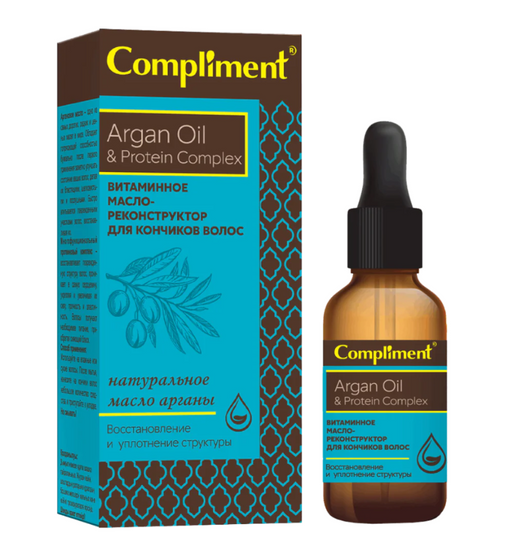 Compliment Argan Oil & Рrotein Сomplex Витаминное масло-реконструктор, масло, для кончиков волос, 25 мл, 1 шт.