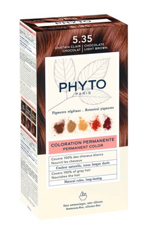 Phyto Paris Крем-краска для волос в наборе, тон 5.35, Шоколадный cветлый шатен, краска для волос, +Молочко +Маска-защита цвета +Перчатки, 1 шт.