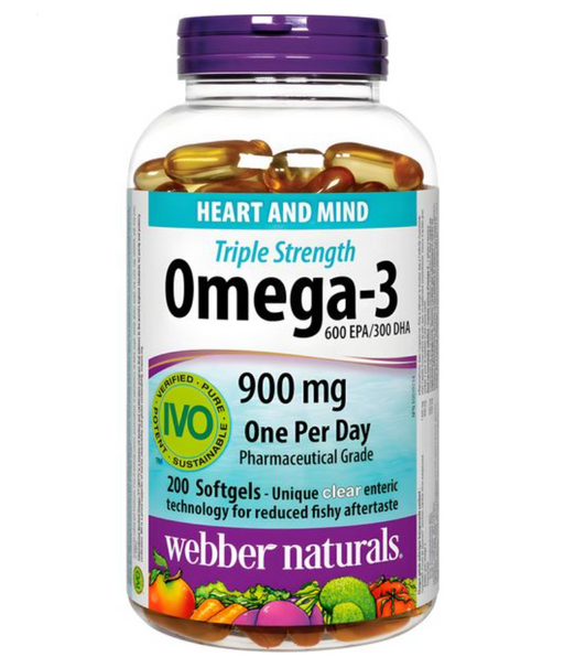 Webber Naturals Омега-3 тройная сила, 900 мг, капсулы, 200 шт.