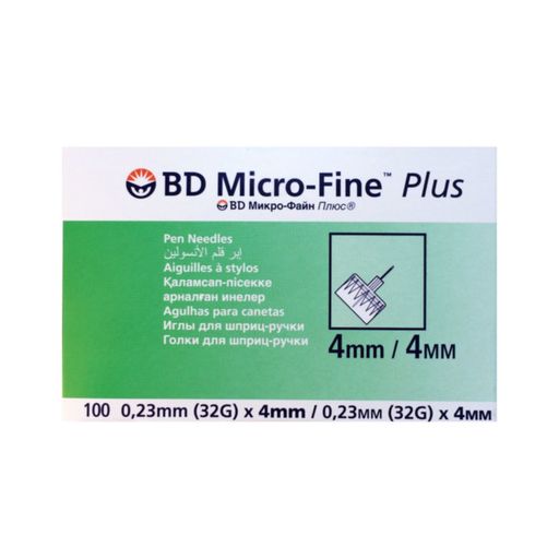 Игла для шприц-ручек Micro-Fine Plus, 32G(0.23x4)мм, 100 шт.