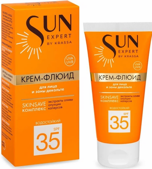 Krassa Sun Expert Крем-флюид для лица и зоны декольте, SPF 35, крем, 50 мл, 1 шт.