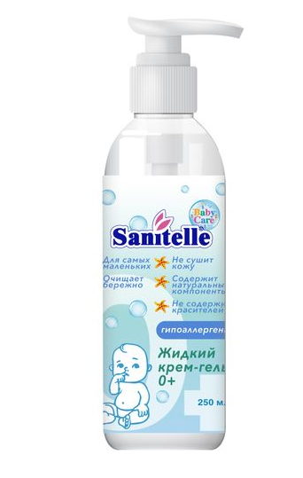 Sanitelle Крем-гель для купания, для детей с рождения, с экстрактом корня мыльнянки, 250 мл, 1 шт.
