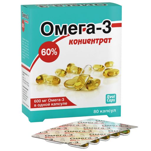 Омега-3 Концентрат 60% RealCaps, 600 мг, капсулы, 80 шт.