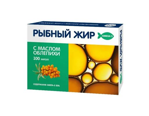 PL Рыбный жир, 370 мг, капсулы, с маслом облепихи, 100 шт.