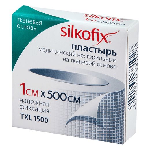 Лейкопластырь Silkofix, 1 х 500 см, пластырь медицинский, на тканевой основе, 1 шт.