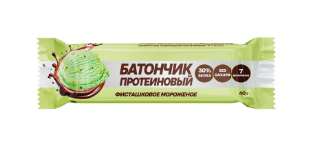 Батончик протеиновый Фисташковое мороженое, Фисташковое мороженое, 40 г, 1 шт.